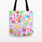 La Dolce Vita Summer Italian Table on blue and white stripes Tote Bag Gallery Image 1