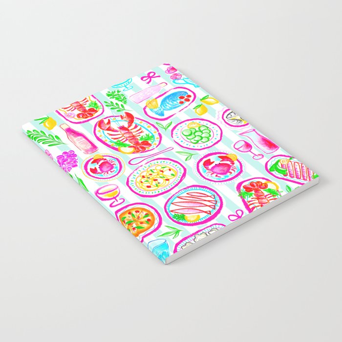 La Dolce Vita Summer Italian Table on blue and white stripes Notebook Gallery Image 2
