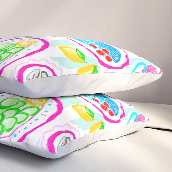 La Dolce Vita Summer Italian Table on blue and white stripes Pillow Sham Gallery Image 3