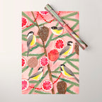 Chickadee birds in abstract tree Wrapping Paper Gallery Image 1