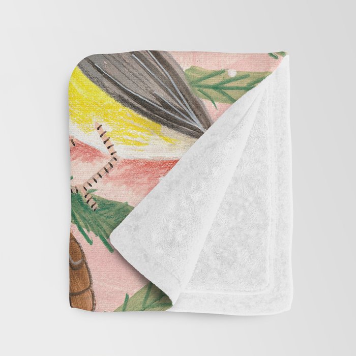 Chickadee birds in abstract tree Throw Blanket Gallery Image 3