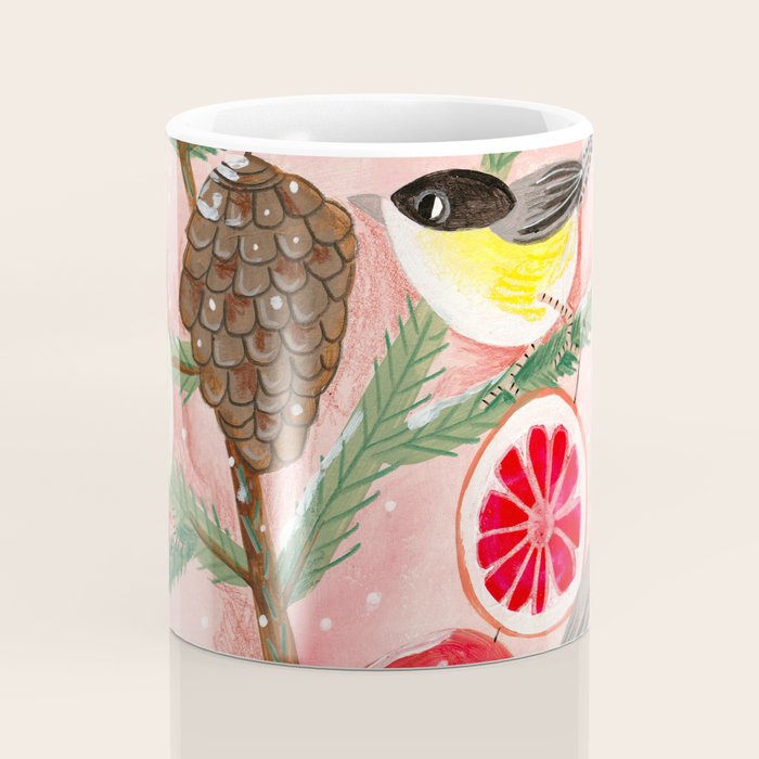 Chickadee birds in abstract tree Coffee Mug Gallery Image 4