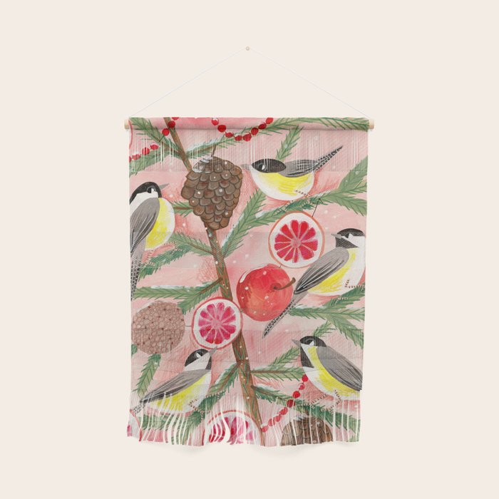 Chickadee birds in abstract tree Wall Hanging Gallery Image 1