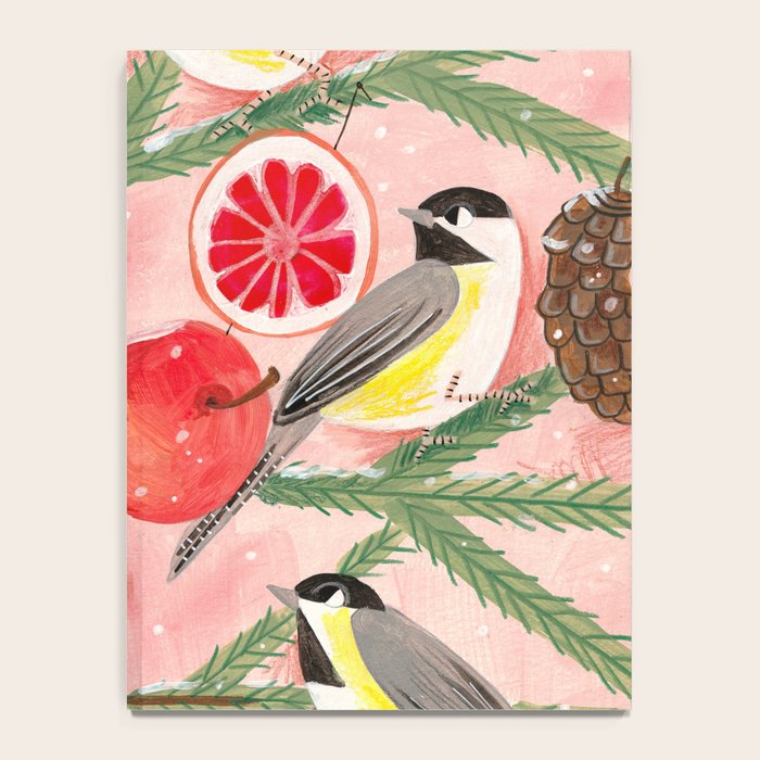 Chickadee birds in abstract tree Notebook Gallery Image 4