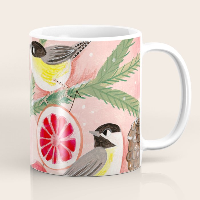 Chickadee birds in abstract tree Coffee Mug Gallery Image 1