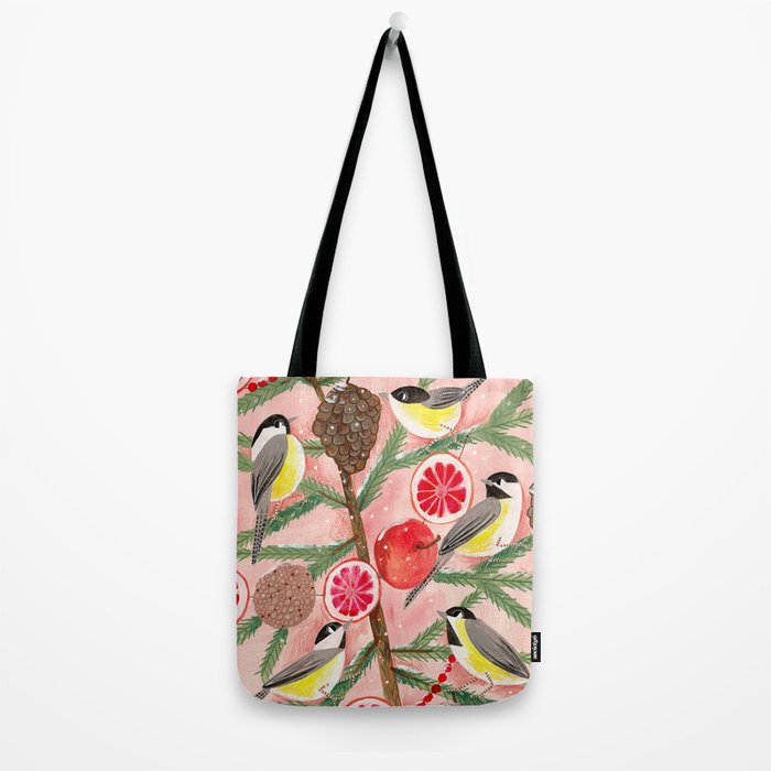Chickadee birds in abstract tree Tote Bag Gallery Image 2