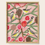 Chickadee birds in abstract tree Serving Tray Gallery Image 1