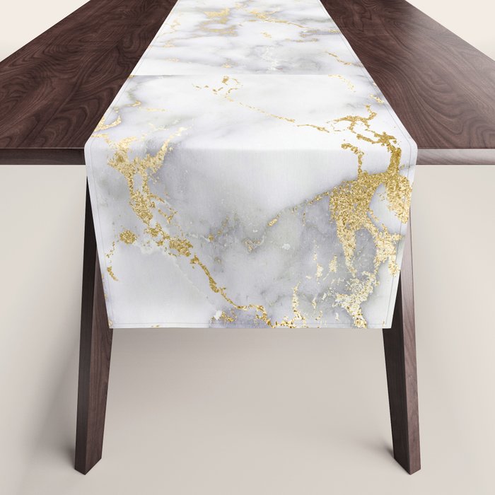 Blush chic faux gold gray gradient marble Table Runner Gallery Image 1
