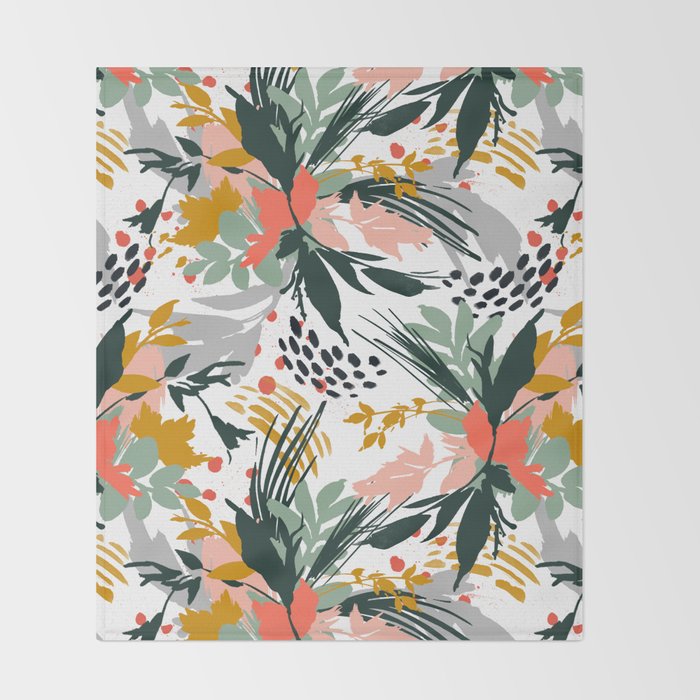 Botanical brush strokes I Throw Blanket Gallery Image 2
