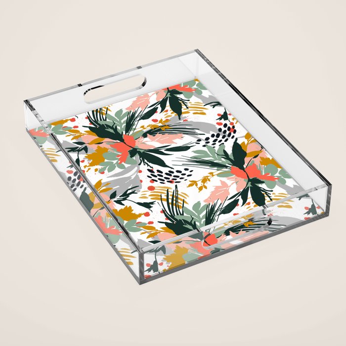 Botanical brush strokes I Acrylic Tray Gallery Image 1
