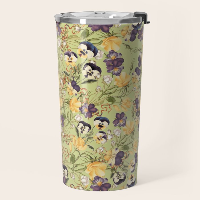 Pansy Floral Pattern Travel Mug Gallery Image 2