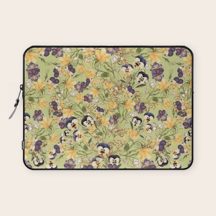 Pansy Floral Pattern Laptop Sleeve Gallery Image 1