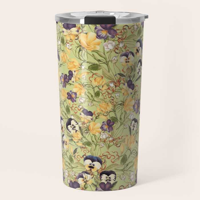 Pansy Floral Pattern Travel Mug Gallery Image 1