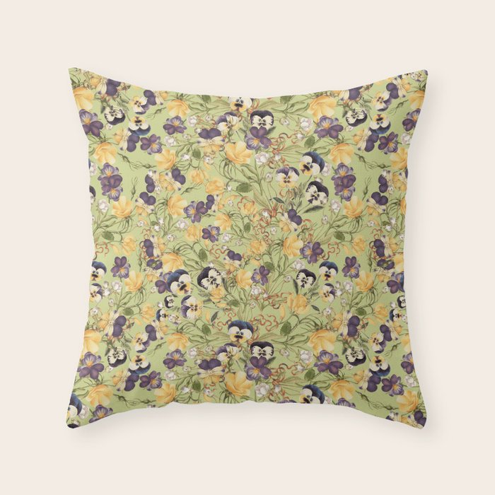 Pansy Floral Pattern Throw Pillow Gallery Image 6