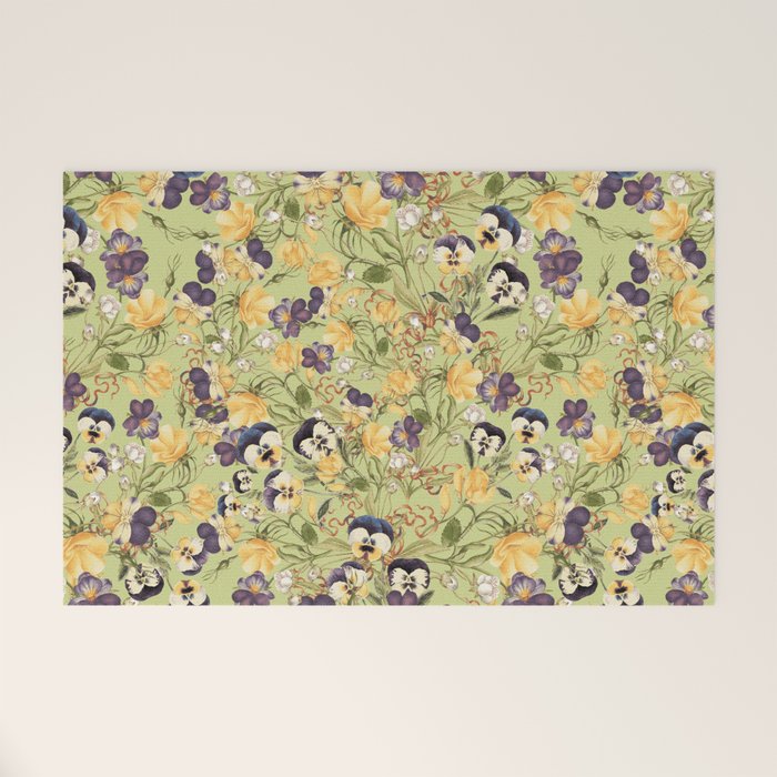 Pansy Floral Pattern Welcome Mat Gallery Image 1