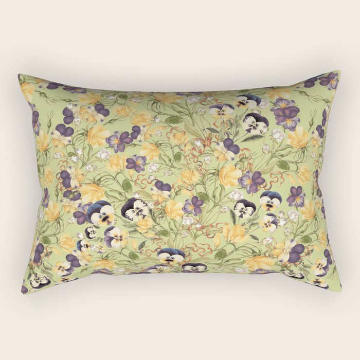 Pansy Floral Pattern Rectangular Pillow Gallery Image 1