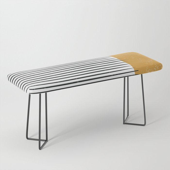 (White Background) Mid Century Modern Minimalist Rothko Inspired Color Field With Lines Geometric Style  Bench Gallery Image 1
