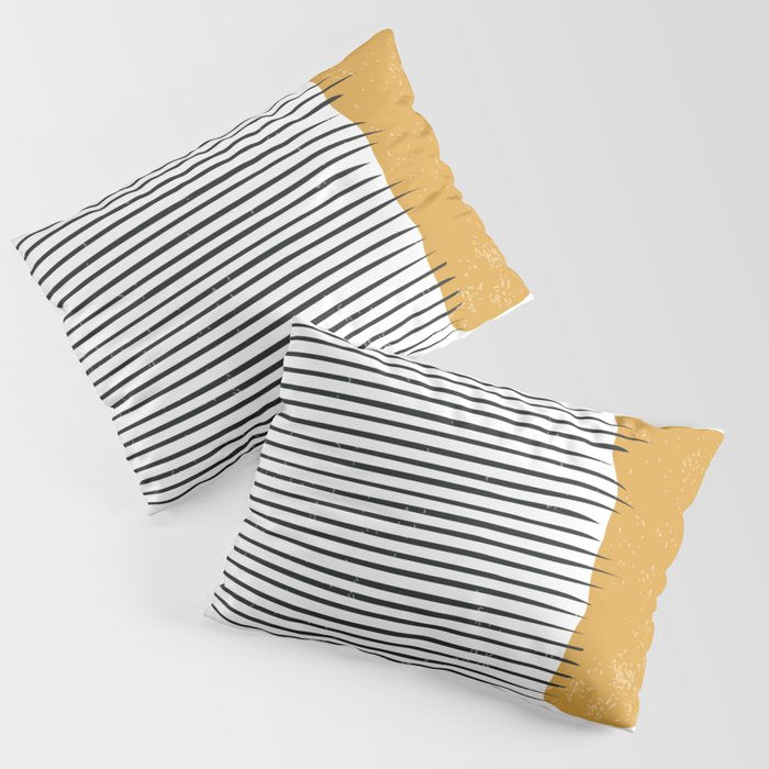 (White Background) Mid Century Modern Minimalist Rothko Inspired Color Field With Lines Geometric Style  Pillow Sham Gallery Image 1