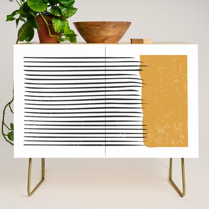 (White Background) Mid Century Modern Minimalist Rothko Inspired Color Field With Lines Geometric Style  Credenza Gallery Image 1