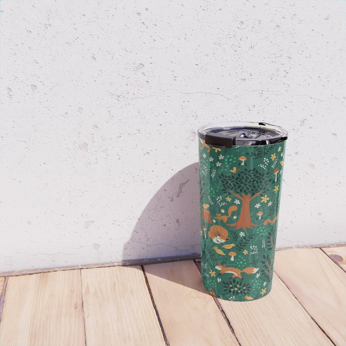 Foxes Playing in the Emerald Forest Travel Mug Gallery Image 4