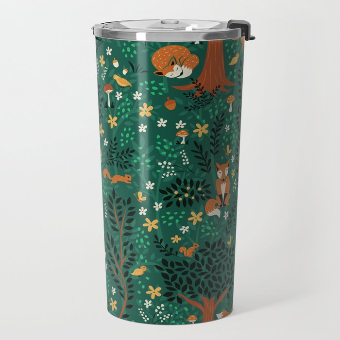 Foxes Playing in the Emerald Forest Travel Mug Gallery Image 2