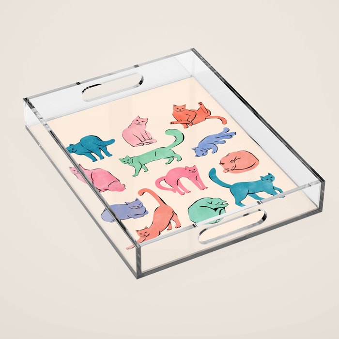 Pastel Cats Acrylic Tray Gallery Image 1