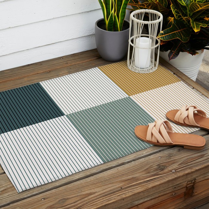Color Block Line Pattern II Outdoor Rug Gallery Image 2