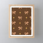 Cute Hair Bows and Stars in Brown and Peach Mini Art Print Gallery Image 1