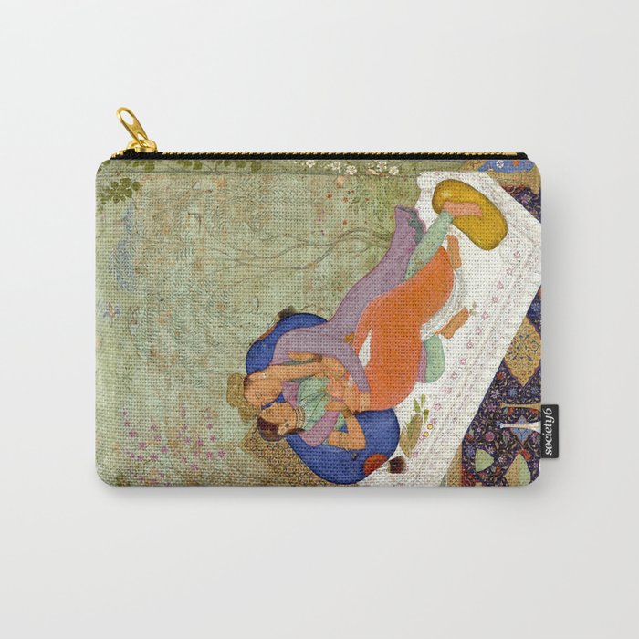 Embracing Couple Indian Painting Miniature Mughal Art Carry All Pouch Gallery Image 1