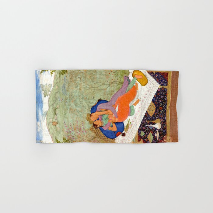 Embracing Couple Indian Painting Miniature Mughal Art Bath Towel Gallery Image 1