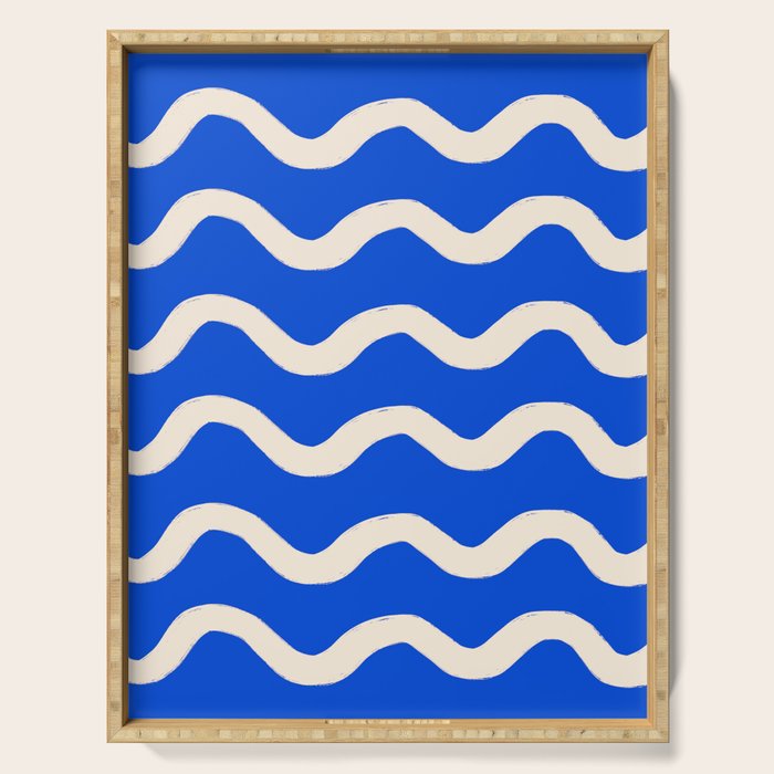 Sapphire Blue Ocean Waves Serving Tray Gallery Image 1