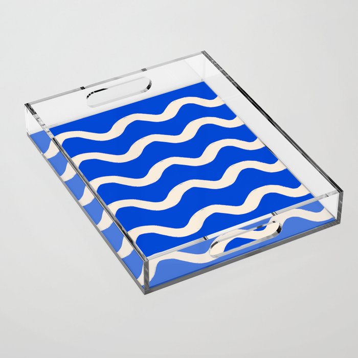 Sapphire Blue Ocean Waves Acrylic Tray Gallery Image 1