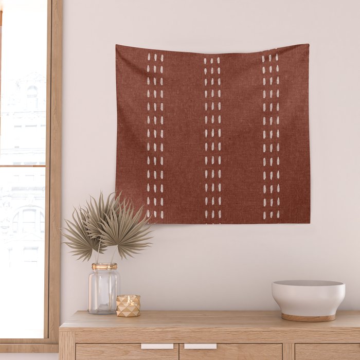 boho vertical stitch - rust Wall Tapestry Gallery Image 2