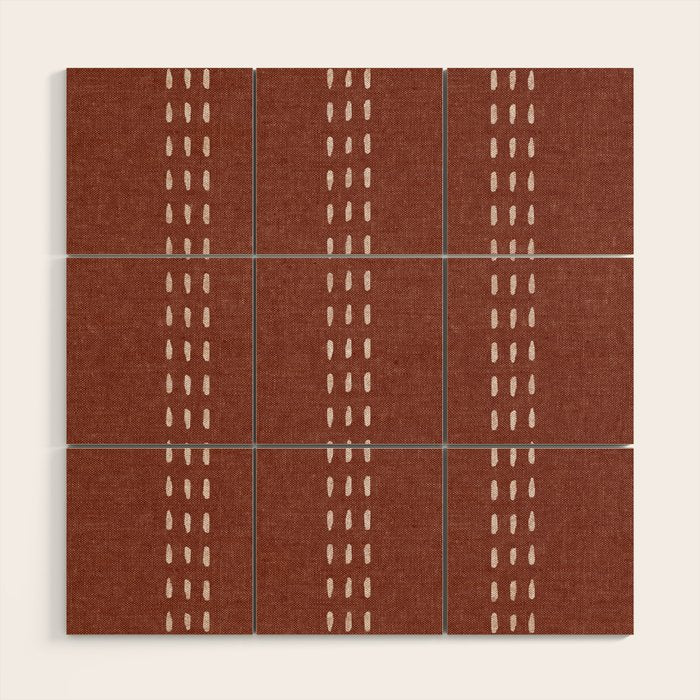 boho vertical stitch - rust Wood Wall Art Gallery Image 1