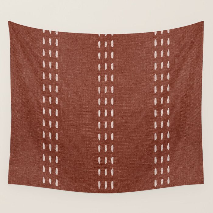 boho vertical stitch - rust Wall Tapestry Gallery Image 4