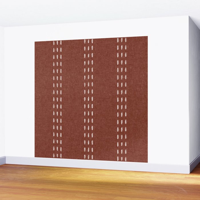 boho vertical stitch - rust Wall Mural Gallery Image 2