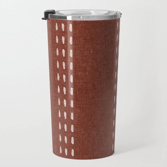 boho vertical stitch - rust Travel Mug Gallery Image 3