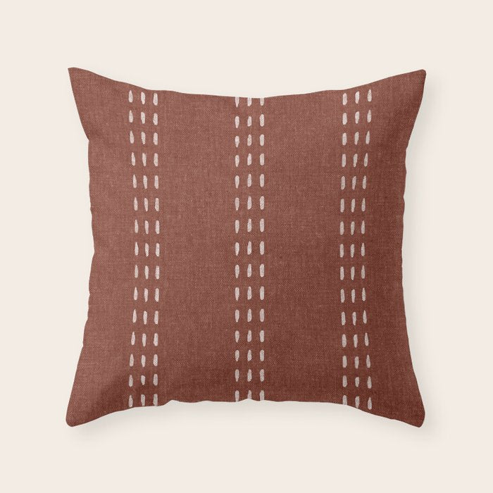 boho vertical stitch - rust Throw Pillow Gallery Image 1
