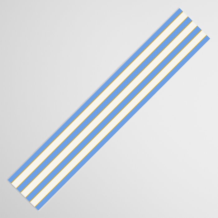 Vintage Cabana Stripe Blue And Gold Stripes Retro Boho Coastal Beach Vibe Table Runner Gallery Image 3