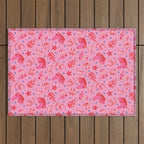 Cowgirl Christmas - pink and red Outdoor Rug Gallery Image 1