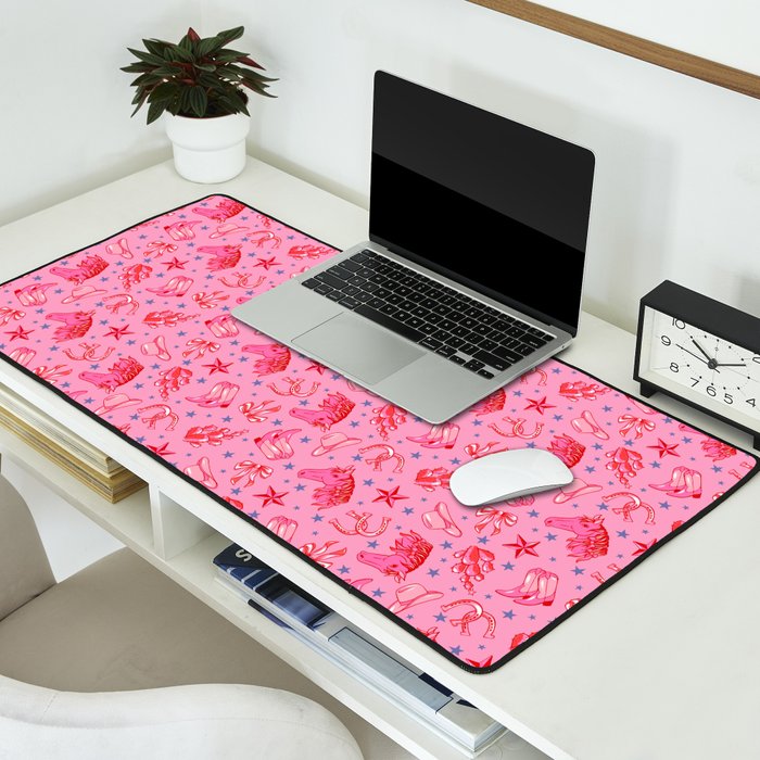 Cowgirl Christmas - pink and red Desk Mat Gallery Image 2