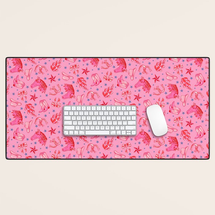 Cowgirl Christmas - pink and red Desk Mat Gallery Image 1