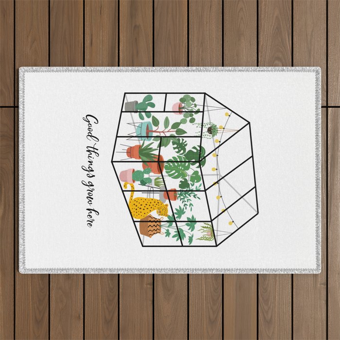 Good Things Grow Here Illustrated Quote Outdoor Rug Gallery Image 1
