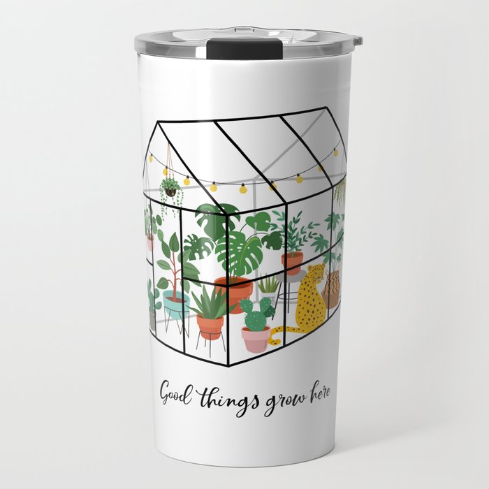 Good Things Grow Here Illustrated Quote Travel Mug Gallery Image 1