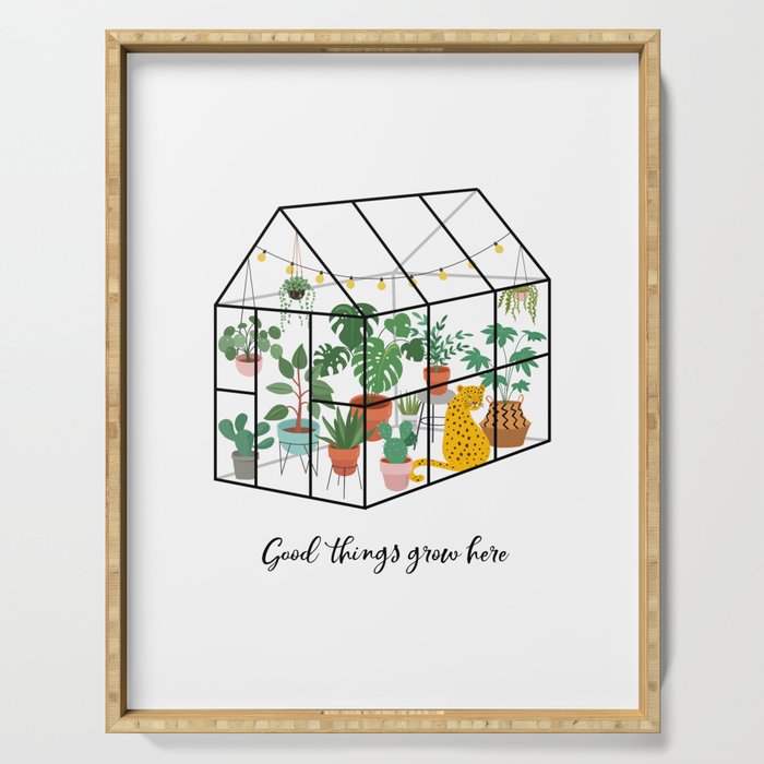 Good Things Grow Here Illustrated Quote Serving Tray Gallery Image 1