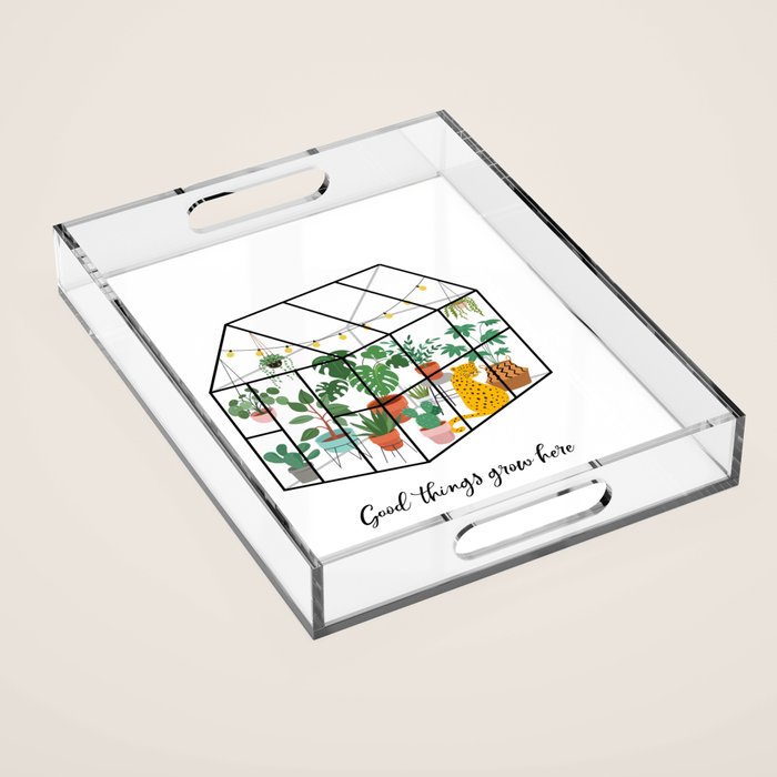 Good Things Grow Here Illustrated Quote Acrylic Tray Gallery Image 1