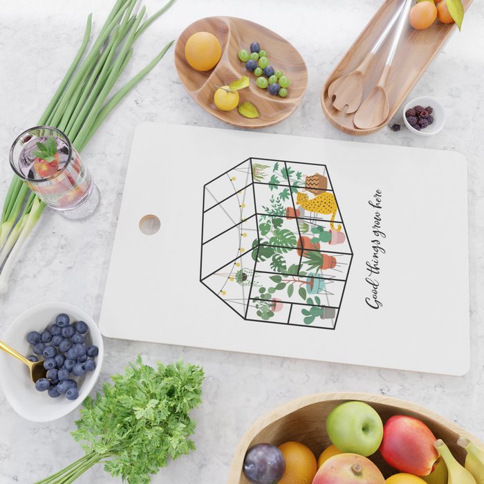 Good Things Grow Here Illustrated Quote Cutting Board Gallery Image 2
