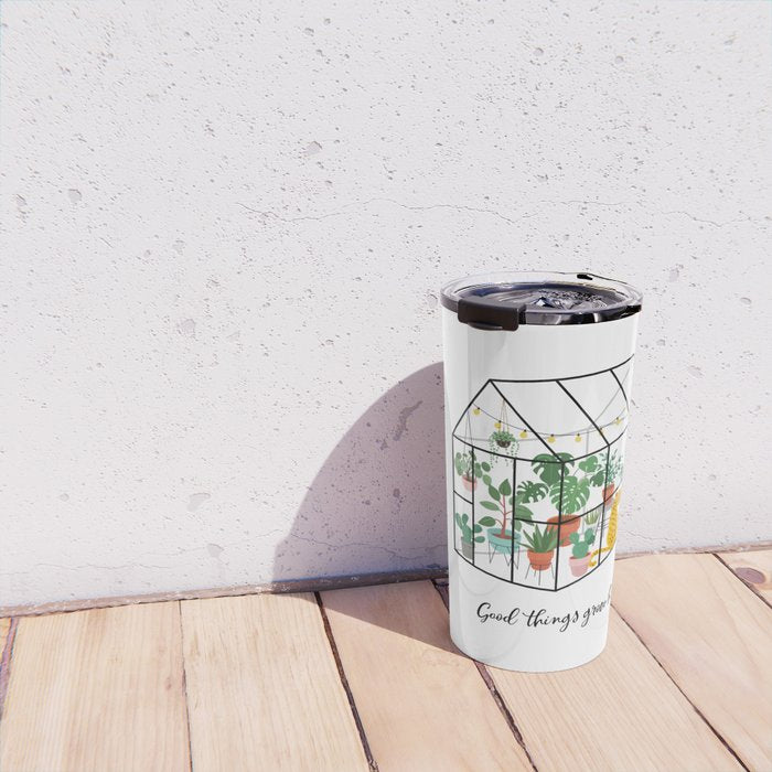 Good Things Grow Here Illustrated Quote Travel Mug Gallery Image 4