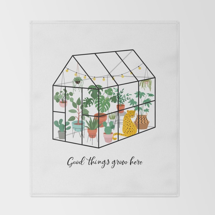 Good Things Grow Here Illustrated Quote Throw Blanket Gallery Image 2