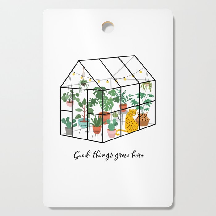 Good Things Grow Here Illustrated Quote Cutting Board Gallery Image 1